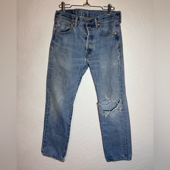 Vintage Levi’s 501 WPL 423 Button Fly Blue Light Wash Jeans Men Women Sz W30 L30 - Picture 1 of 13